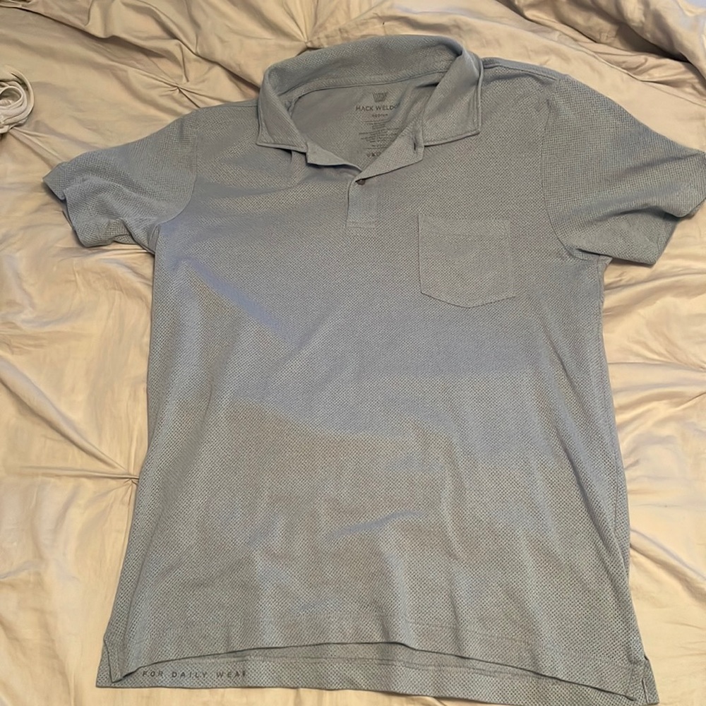 Mack Weldon Vesper Polo in chambray blue NWOT